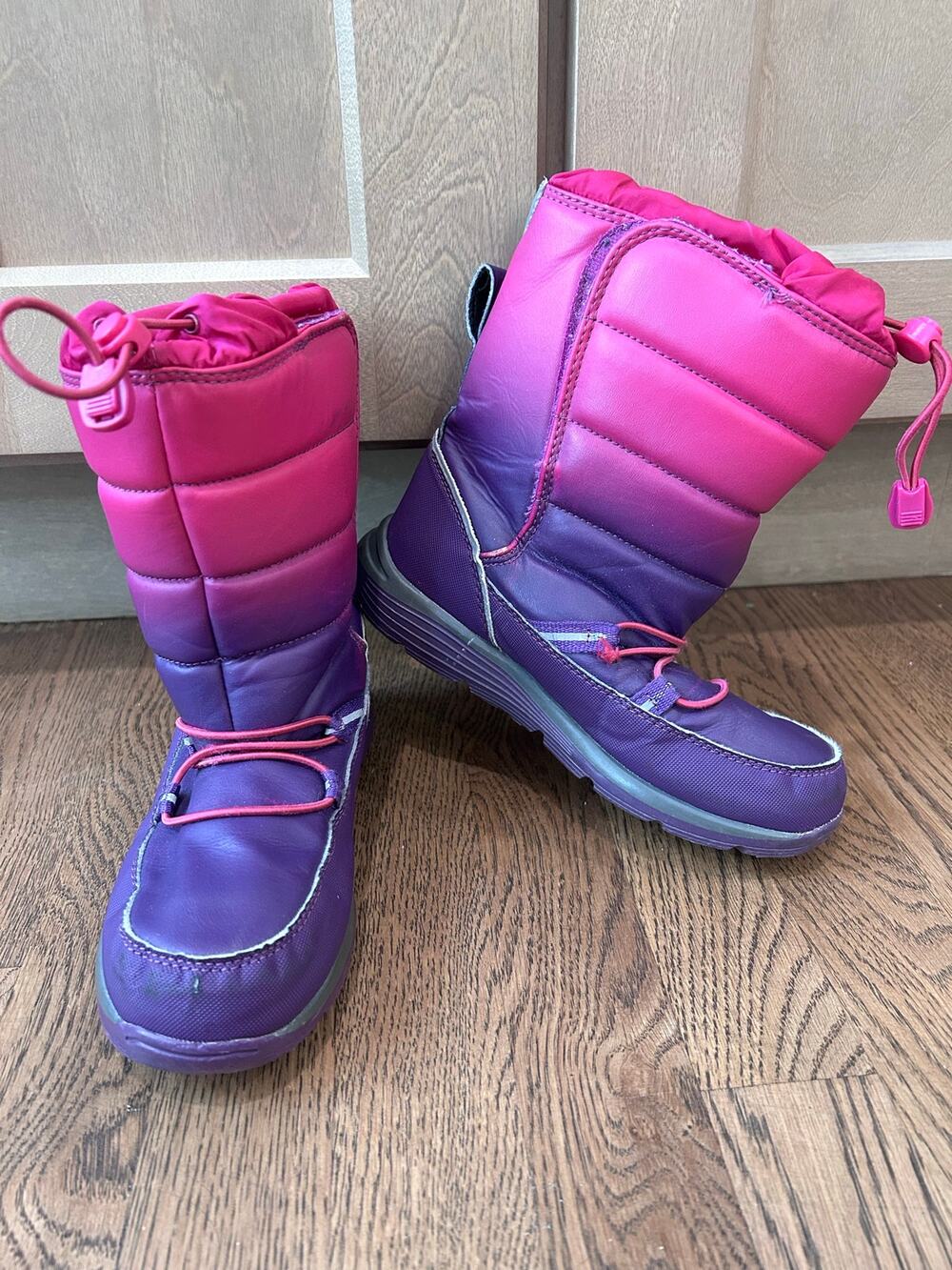 Lands' End Kids Snow Flurry Insulated Winter Boots Ombre Pink Purple US 2 EU 33